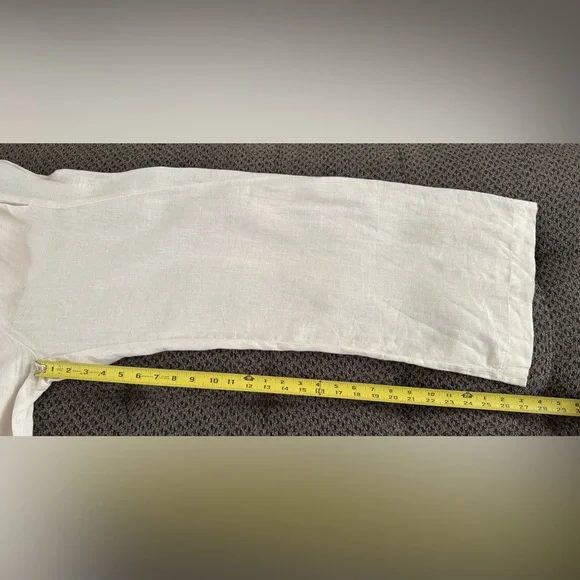 Velvet by Graham & Spencer Lola Linen Pant in Chalk White Small Relaxed Fit Crop - Picture 15 of 16